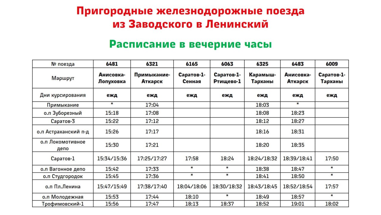 zav len vecher 2702 - Расписание движения пригородных поездов в черте города